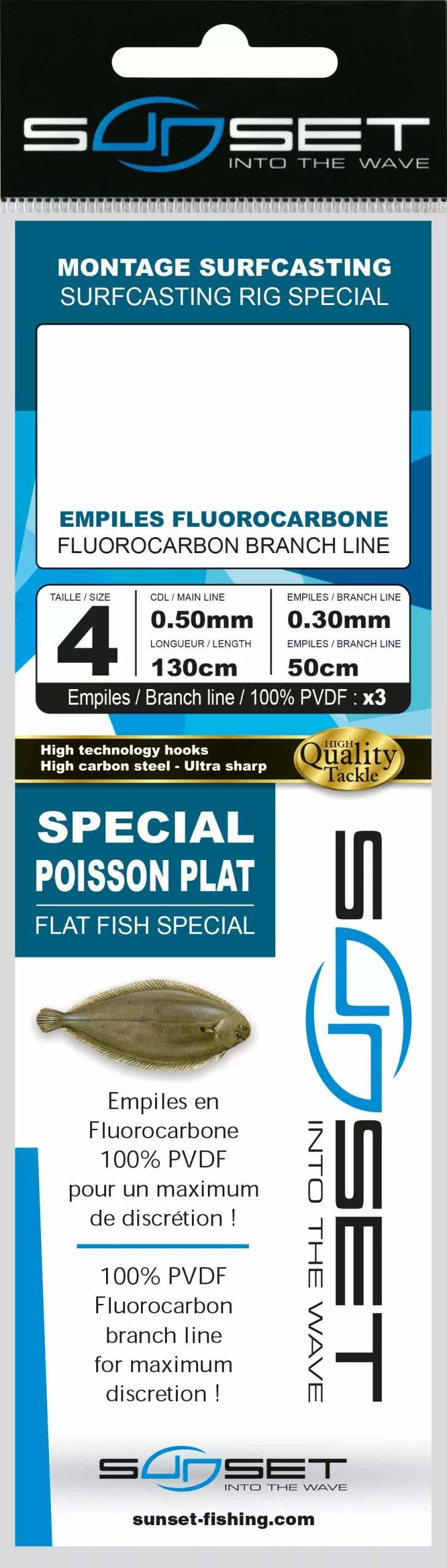 Sunset BDL Surfcasting RS Competition Special Flat Fish Fluorocarbon Rig - Afbeelding 2
