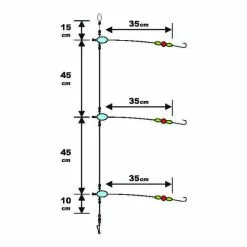 Sunset BDL Boat RS Competition Special Whiting Fluorocarbon Rig 0,40mm 115cm + 3x 0,30mm 35cm Size 4